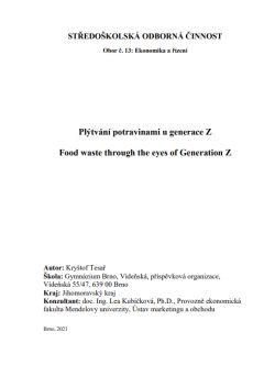 Středoškolská odborná činnost - Plýtvání potravinami u generace Z