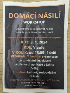 Workshop na téma domácí násilí